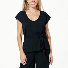 G by Giuliana Jacquard Knit Tie-Waist Top