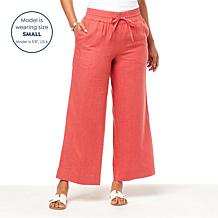 G by Giuliana Jet Set G Sugar Washed Linen-Blend Wide-Leg Pant