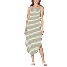G by Giuliana LounGy EcoLuxe Striped Cutout Tank Dress