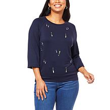 G by Giuliana LounGy Embroidered SoSoft French Terry Sweatshirt