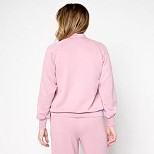 G by Giuliana Marshmallow Knit Sweatshirt with Zip-Up Collar
