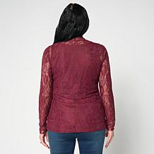 G by Giuliana Mock Neck Lace Knit Top with Cami