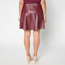 G by Giuliana Pleated Faux Leather Skirt