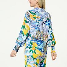 G by Giuliana Printed Challis Button-Up Blouse