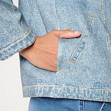 G by Giuliana Printed Denim-Like Knit Jacket