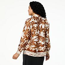 G by Giuliana Printed Woven Button-Front Blouse