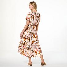 G by Giuliana Printed Woven Dolman-Sleeve Midi Dress