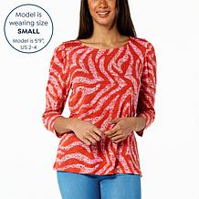 G by Giuliana Slub Jersey Knit Puff-Sleeve Printed Tee