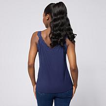 G by Giuliana Solid Knit Tank Top with Lace Trim