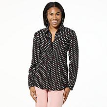 G by Giuliana Stretch Satin Button-Up Blouse