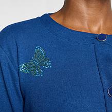 G by Giuliana Sweater Cardigan with Heat Set Embellishments