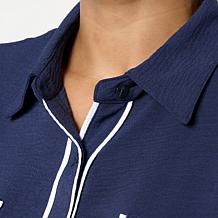 G by Giuliana Woven Top w/Contrast Bind
