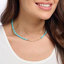 GemHues 16-13/16" Bronze Gemstone Bead Bar Necklace
