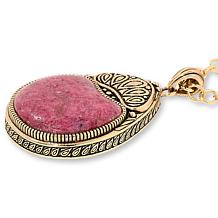 GemHues Bronze Gemstone Textured Pear Pendant with 30" Chain