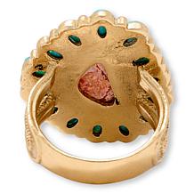 GemHues Composite Sponge Coral and Composite Turquoise Statement Ring