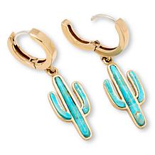 GemHues Composite Turquoise Cactus Design Drop Earrings