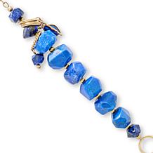 GemHues Lapis Nugget Bronze Chunky Statement Bracelet 