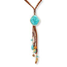 GEMHUES Multi Gem Leather Statement Necklace