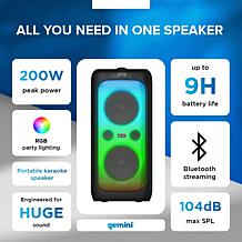 Gemini GGO-2650L Dual 6.5" Portable Bluetooth Boombox with LED Lights