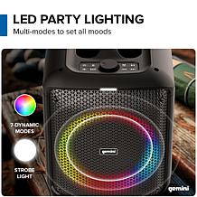 Gemini GGO-650L 6.5" Portable Bluetooth Boombox with LED Party Lights