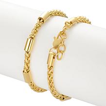 Geoffrey Beene Men's Stainless Steel 3-Cylinder Wheat Chain Bracelet