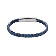 Geoffrey Beene Men's Stainless Steel Braided Leather Bracelet