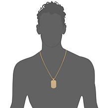 Geoffrey Beene Men's Stainless Steel CZ Dog Tag Pendant Necklace