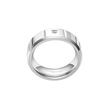 Geoffrey Beene Men's Stainless Steel CZ Grooved Ring