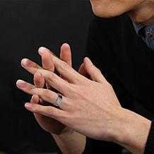 Geoffrey Beene Men's Stainless Steel Engraved Edge Band Ring
