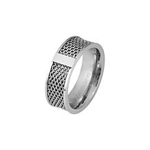 Geoffrey Beene Stainless Steel Polished Edge Mesh Stack Ring