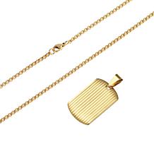 Geoffrey Beene Stainless Steel Striped Dog Tag Pendant Necklace