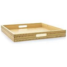 Gibson Home Sadler 15" Wood Serving Tray with Built-in Handles