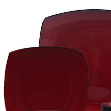 Gibson Soho Lounge 16Pc Square Stoneware Dinnerware Set, Red and Black
