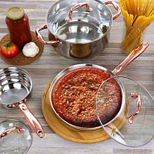 GibsonHome Bransonville 8Pc Stainless Steel Cookware Set Chrome&Bronze