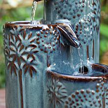Glitzhome 10"H 3-Tier Turquoise Ceramic Tabletop Fountain