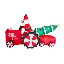 Glitzhome 11' Lighted Inflatable Santa on Tractor