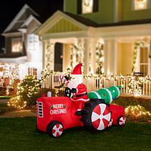 Glitzhome 11' Lighted Inflatable Santa on Tractor