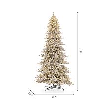 Glitzhome 11' Preloaded with LED Flocked Fir Artificial Christmas T...
