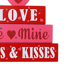 Glitzhome 11.25in H Lighted Valentine's Wooden Block Table Sign