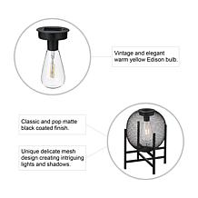 Glitzhome 11.5" Metal Mesh Solar Powered Outdoor Lantern with Stand