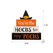 Glitzhome 11.5in. H Halloween Wooden Lighted Witch Word Block Decor