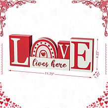 Glitzhome 11.75in H Valentine's Wooden LOVE Table Decor