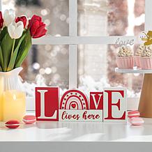 Glitzhome 11.75in H Valentine's Wooden LOVE Table Decor