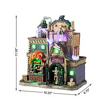 Glitzhome 11"H Lighted Resin Halloween Haunted House Village