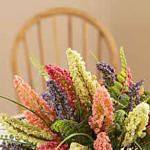 Glitzhome 11"H Pink, Purple & Yellow Mixed Heather Cart Centerpiece