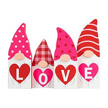 Glitzhome 11in L Valentine's Love Wooden Gnome Table Decor