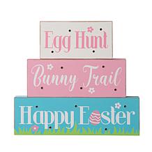 Glitzhome 12" Easter LED Lighted Wooden/Metal Word Sign with 14 Bulbs