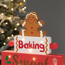 Glitzhome 12" H Lighted Wooden Christmas Gingerbread Man Table Decor