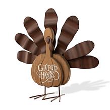 Glitzhome 12.25in. L Wooden and Metal Turkey Table Decor