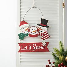 Glitzhome 12.75" Christmas Snowman Family Wooden Wall Décor